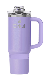 Cirkul 30oz Travel StrawSip Double-Wall Insulated Stainless Steel Tumbler with Handle, Orchid Shimmer (Light Purple Sparkle)