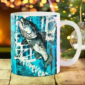 1pc Ceramic Coffee Mug 11oz - Bass Fish Graphic, Durable Daily Drinkware, Unique Birthday and Holiday Gift Idea