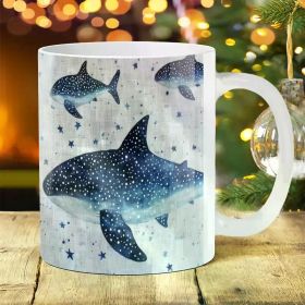 1pc Ceramic Coffee Mug, Insulated World Travel Tumbler, Reusable Multipurpose Holiday Cup, with Whale Shark and