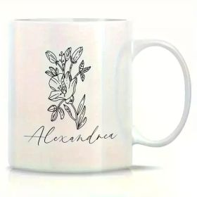 "Alexandria" Ceramic Mug with Vintage Floral Design 11oz White Coffee and Tea Cup Hand Wash Only Perfect Gift for