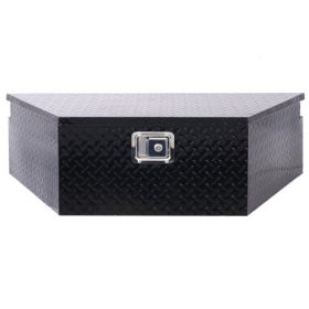 39 Inch Aluminum Outdoor Trailer Pickup Storage Toolbox (Color: Black)