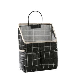 1pc Hanging Storage Bag, Wall Hanging Organiser Basket With Bathroom Pocket, Bedroom, Kitchen, Dormitory Dormitory, Essentials (Color: Black Check, Quantity: 1)