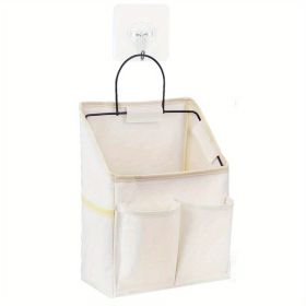 1pc Hanging Storage Bag, Wall Hanging Organiser Basket With Bathroom Pocket, Bedroom, Kitchen, Dormitory Dormitory, Essentials (Color: White, Quantity: 1)
