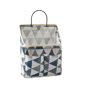 1pc Hanging Storage Bag, Wall Hanging Organiser Basket With Bathroom Pocket, Bedroom, Kitchen, Dormitory Dormitory, Essentials (Color: Blue Check, Quantity: 1)