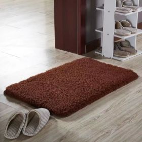 1pc Thickened High Fluff Floor Mat Bathroom Water Absorption Anti-skid Mat Bathroom Doormat Bedroom Carpet Floor Mat (Color: brown, size: 15.75*23.62inch)