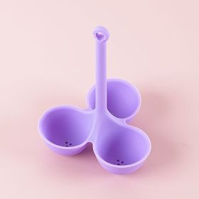 1pc; Egg Poacher; Silicone Egg Steamer Food Grade High Temperature Resistant Children's Food Supplement 3 Holes Steamed Egg Tray Convenient Boile (Color: purple)