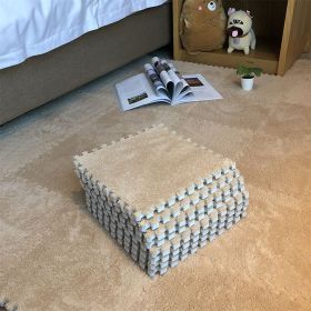 Living Room Carpet Tiles Interlocking Level Loop Square Carpet Tiles Area Rugs Play Mat (Color: khaki, size: 45pcs)